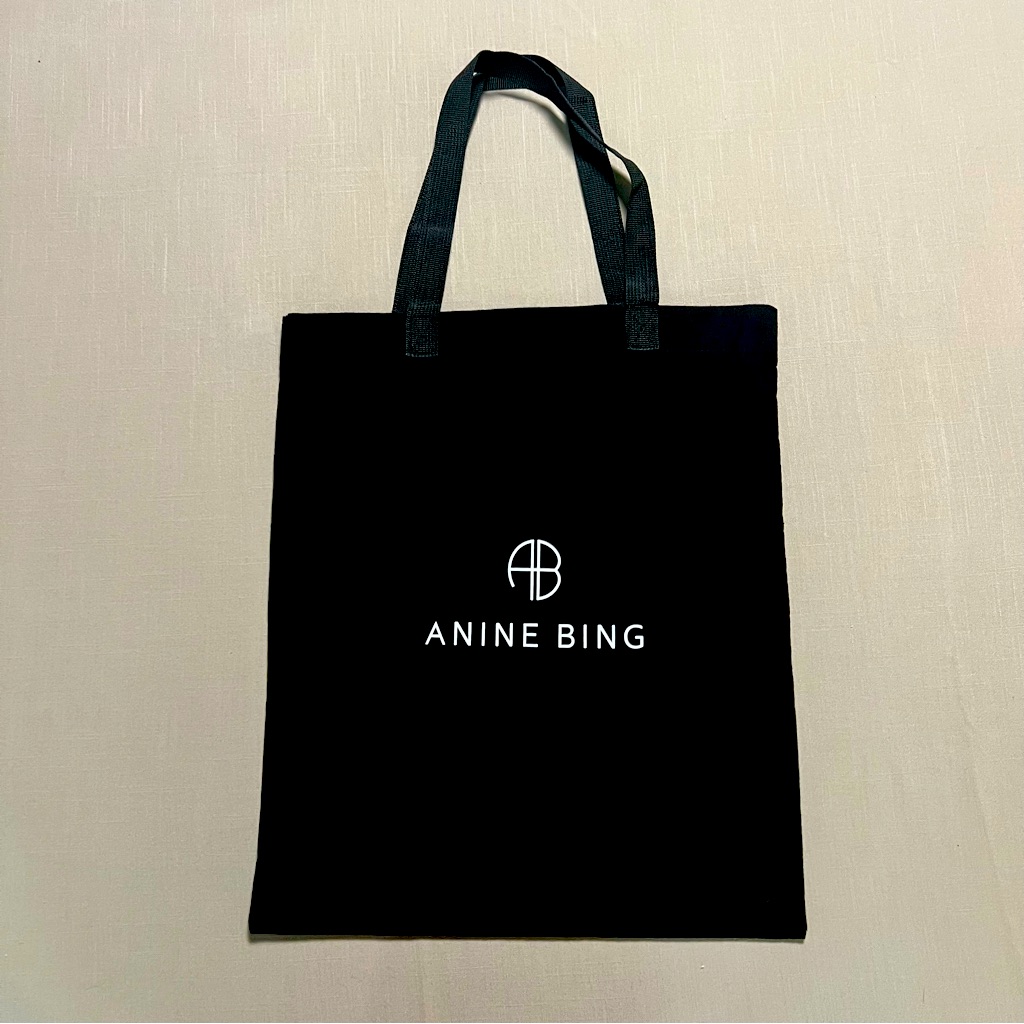 Anine Bing Black Canvas Logo Tote